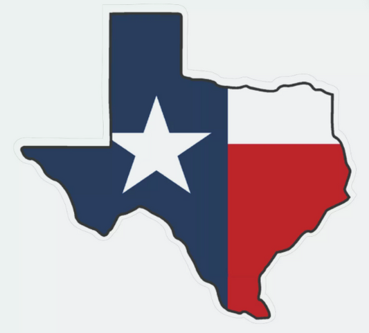 Texas State Map Outline with Flag Sticker, Decal, Vacation Sticker