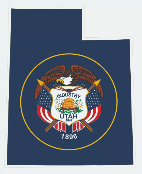 Utah State Map Outline with Flag Sticker, Decal, Vacation Sticker