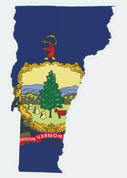 Vermont State Map Outline with Flag Sticker, Decal, Vacation Sticker