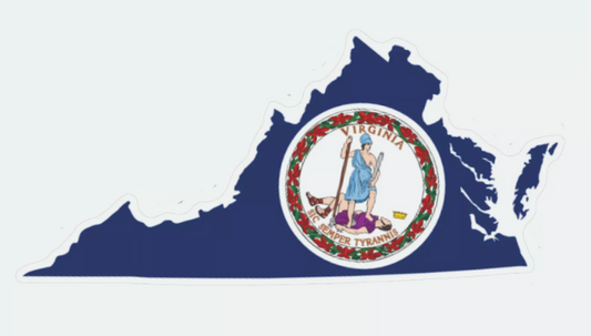 Virginia State Map Outline with Flag Sticker, Decal, Vacation Sticker