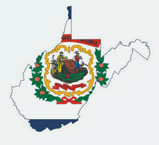 West Virginia State Map Outline with Flag Sticker, Decal, Vacation Sticker