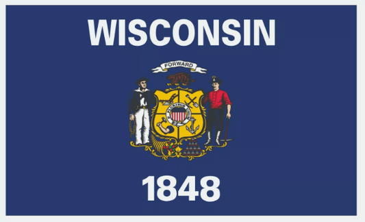 Wisconsin State Flag Sticker, Decal, Bumper Sticker Vacation Sticker 3" x 5"